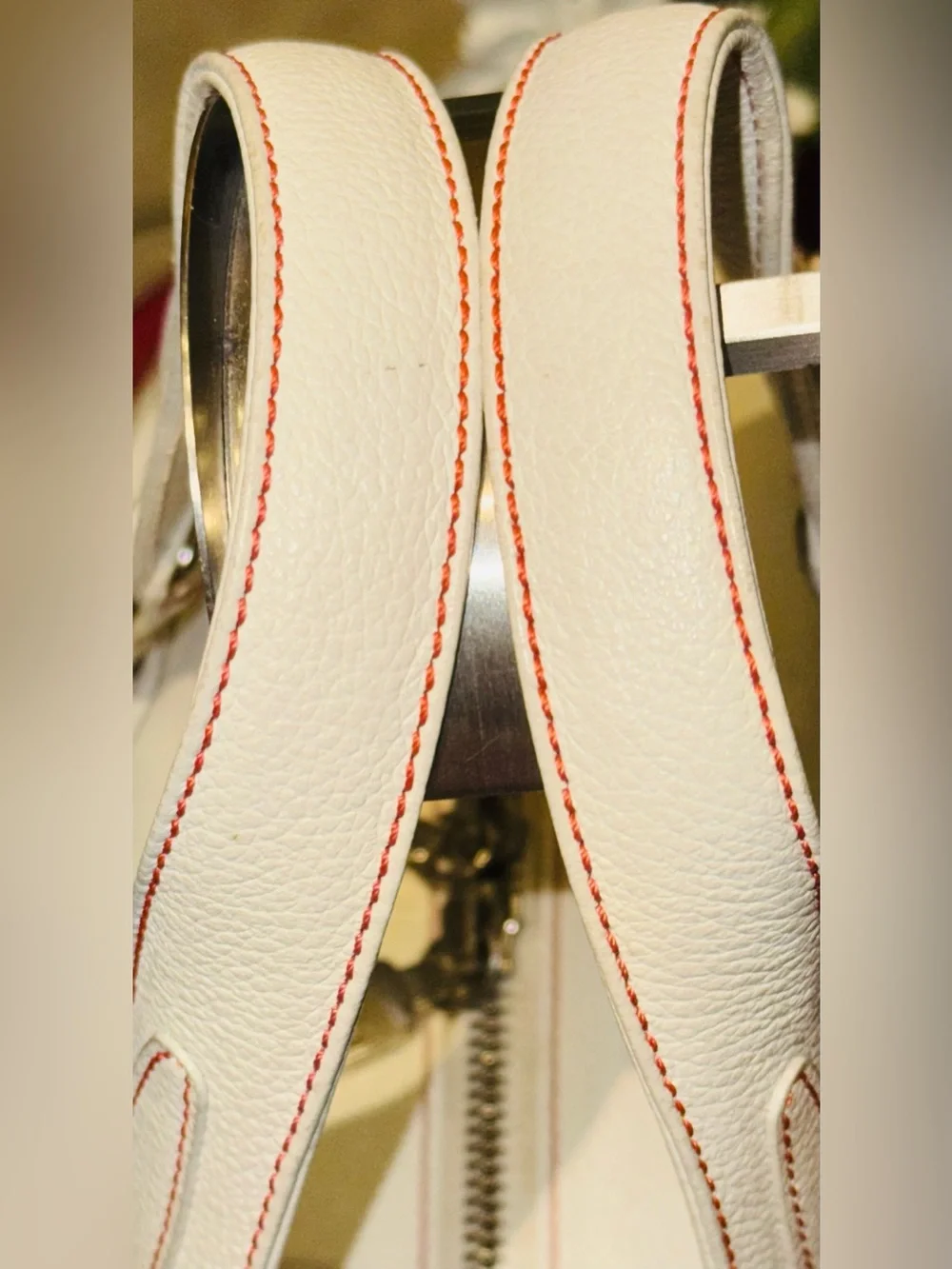 MCM - Creamy White Pebbled Leather Mini Boston w/ Gold Hardware